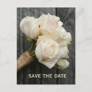 White Roses & Barnwood Save The Date Briefkaart