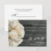 White Roses & Barnwood Wedding RSVP Kaartje (Voorkant / Achterkant)