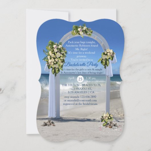 White Roses Beach Bachelorette Party Kaart (Voorkant)