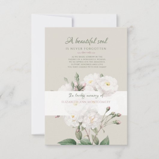 White Roses Bereavement - Hartelijk dank Kaart (Voorkant)