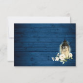 White Roses Blue Wood Lantern Wedding QR code RSVP Kaartje (Achterkant)