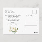 White Roses Blue Wood Wedding Save the Date Briefkaart (Achterkant)