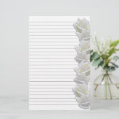 White Roses Border 2 Stationery Lined Briefpapier (Staand voorkant)