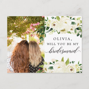 White Roses Bridesmaid proposal Kaart met foto