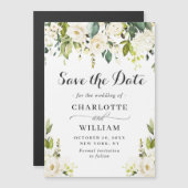 White Roses Bruiloft Bewaar de datum Magnetische K (Voorkant / Achterkant)