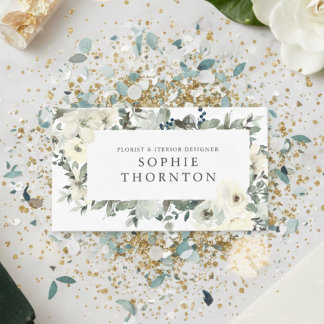 White roses elegant visitekaartje