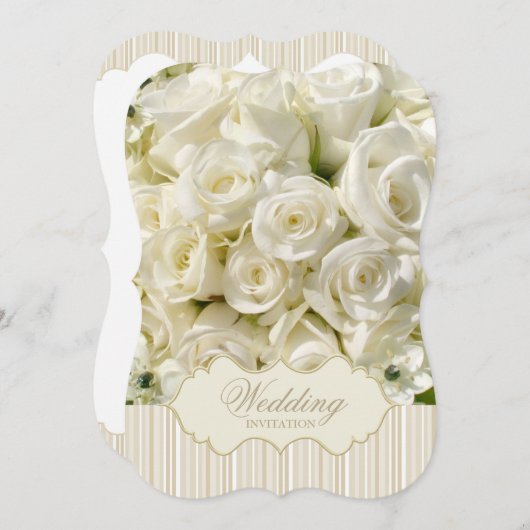 White Roses Élégante invitation de mariage (Devant / Derrière)