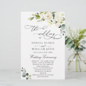 White Roses Eucalyptus Wedding Ceremony Programme (Staand voorkant)