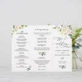 White Roses Eucalyptus Wedding Ceremony Programme (Staand voorkant)