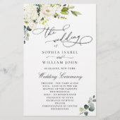 White Roses Eucalyptus Wedding Ceremony Programme (Voorkant)