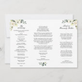 White Roses Eucalyptus Wedding Ceremony Programme Kaart (Achterkant)