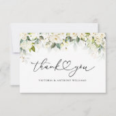 White Roses Fête des mariées Plat Merci Cartes (Devant)