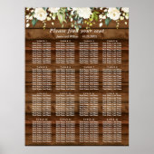 White Roses Floral 16 Tables Wedding SEATING CHART Poster (Voorkant)