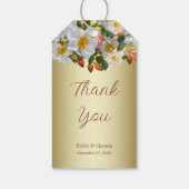 White Roses Floral Gold Gift Label Cadeaulabel (Achterkant)