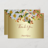 White Roses Floral Gold Hartelijk dank Bedankkaart (Voorkant / Achterkant)