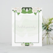 White Roses Floral-led schrijfpapier (Staand voorkant)