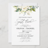 White Roses Floral Wedding Invitation Kaart (Voorkant)