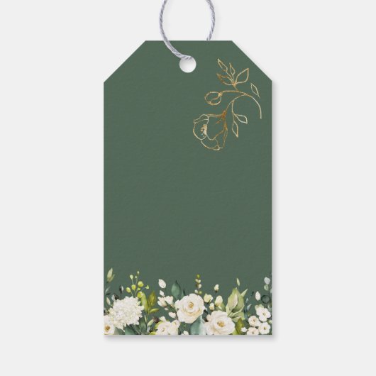 White Roses Foliage Cross Baptisme Cadeaulabel (Achterkant)