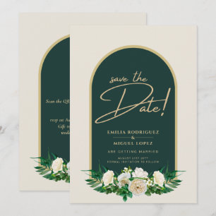 White Roses Forest Green Winter Weduwdatums Kaart