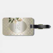 White Roses Gold Hearts Bagagelabel (Achterkant horizontaal)