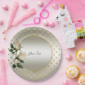 White Roses Gold Hearts Papier Bord (Feest)