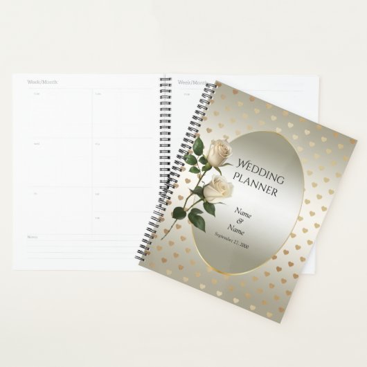 White Roses Gold Hearts Planner (Display)