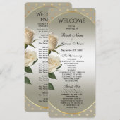 White Roses Gold Hearts Programme de mariage (Devant / Derrière)