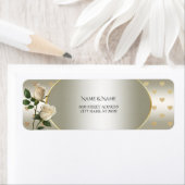 White Roses Gold Hearts Retouradres Label (Insitu)
