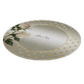 White Roses Gold Hearts snijplank (Hoek)