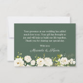 White Roses Greenery Foliage Weddenschap Bedankt (Achterkant)