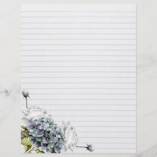 White Roses & Hydrangeas Letterhead Paper Briefhoofd