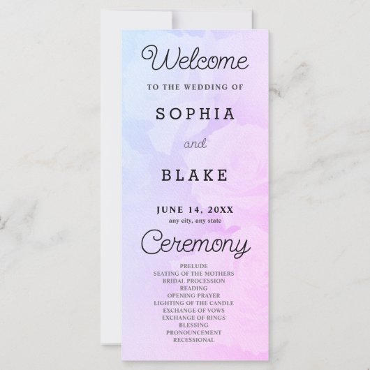 White Roses Joli Purple Mariage Programme (Devant)