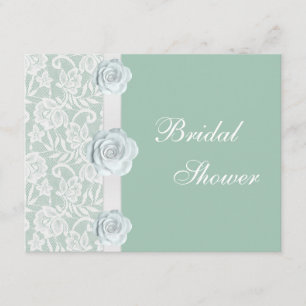 White Roses & Lace Mint Green Vrijgezellenfeest Kaart