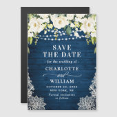 White Roses Lace Save the Date Magnetische Kaart (Voorkant / Achterkant)