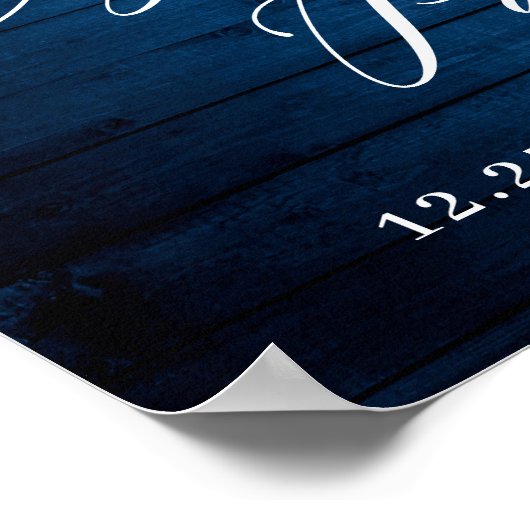 White Roses Lantern Blue Wood Engagement Party Poster (Hoek)