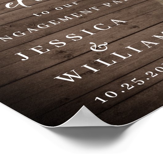 White Roses Lantern Rustic Wood Engagement Party Poster (Hoek)