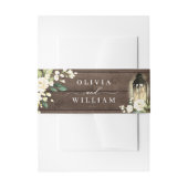 White Roses Lantern Rustic Wood Wedding Uitnodigingen Wikkel (Voorkant Voorbeeld)