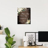 White Roses Lantern Wedding Ceremony Seating Poster (Thuiskantoor)