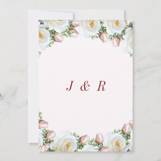 White Roses Lijst bruiloft uitnodiging Sjabloon (Achterkant)