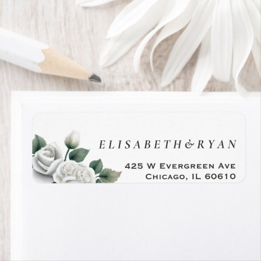White Roses Return-adreslabel Etiket (Insitu)