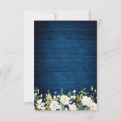 White Roses Rustic Blue Wood Lantern RSVP Card (Achterkant)