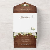 White Roses Rustic Wood Lantern Wedding All In One Uitnodiging (Buitenkant)