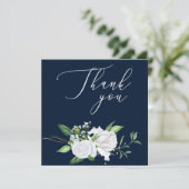 White Roses Script Dank je blauwe kaart (Staand voorkant)