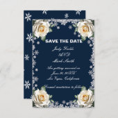 White Roses Snowflake Christmas Bewaar de datum Save The Date (Voorkant / Achterkant)
