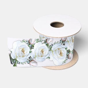 White Roses Wedding Craft Ribbon Lint