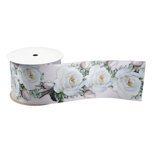 White Roses Wedding Craft Ribbon Lint (Spoel)