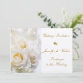 White Roses Wedding Invitation Kaart (Staand voorkant)