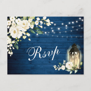 White Roses Wedding RSVP met Meal Choice Briefkaart
