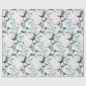White Roses Wrapping Paper on a Roll Cadeaupapier (Vlak)
