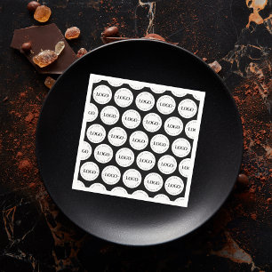 White Round Circle Logo Pattern Business Party Servet